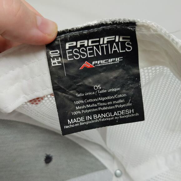 Pacific Essentials Snapback Meshback Hat Black White Embroidered F One Size - Picture 9 of 9